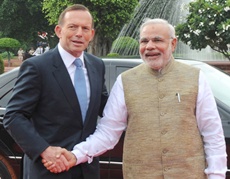 Australian Prime Minister Tony Abbott with Indian Prime Minister Narendra Modi